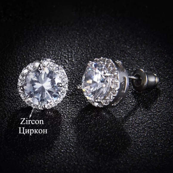 Jewelry - Sterling silver with simulated diamond earrings